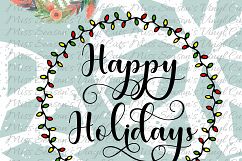 Happy Holidays Svg Dxf, Eps, Png  Light Wreath Product Image 1