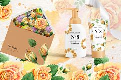 Watercolor tea yellow rose png set Product Image 2