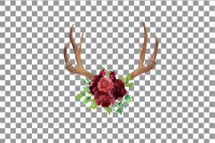 Watercolor Floral Deer horn clipart, Indian Tribal deer horn Product Image 4