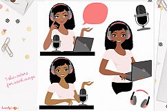 Woman podcast character clip art (L266 Nelly) Product Image 1