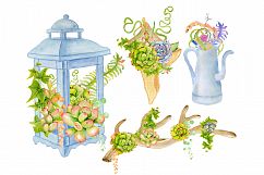 Watercolor Antlers and succulents Product Image 2