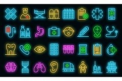 Pediatric clinic icons set vector neon Product Image 1