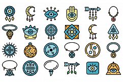 Amulet icons set vector flat Product Image 1