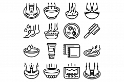 Foot bath icons set, outline style Product Image 1