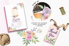 Watercolor Floral Bird Cages Pretty Clipart Bouquets Flowers Product Image 2