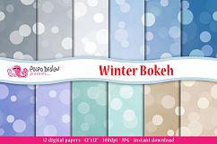 Winter Bokeh digital paper Product Image 1