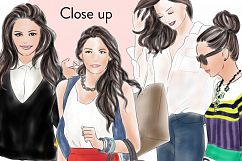 Shopping girls watercolour fashion illustration clipart Product Image 3