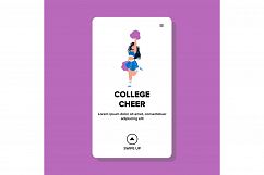 College Cheer Girl Dancing With Pompoms Vector Product Image 1