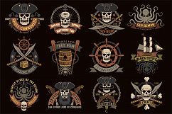 Pirate logos set with grunge Product Image 3