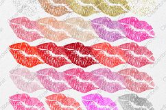 WATERCOLOR LIPS CLIPART Commercial Use Valentine&#039;s Day Kissing Lip Pink Red Rose Gold Confetti Lipstick Kiss Girly Makeup Smear Graphics Product Image 3