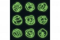 Cabbage icons set vector neon Product Image 1