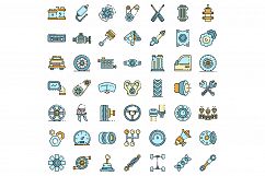 Car parts icons set line color vector Product Image 1