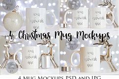 4 Christmas Mug Mockups Product Image 1