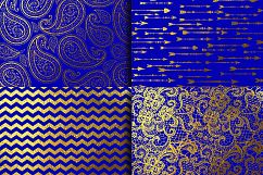 Royal Blue &amp; Gold Foil Digital Paper Product Image 2