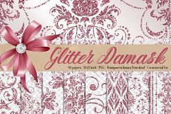 42 Rose Gold Glitter Seamless Damask Ornament Overlays PNG Product Image 1