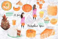 Watercolor Hand Drawn Pumpkin Spice Clipart Product Image 1