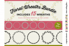 15 svg FLORAL WREATHS floral leaf circle frames - SVG DXF EPS PNG - for Cricut and Silhouette Cameo - clean cutting digital files Product Image 1