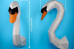 Papercraft Swan, Paper craft Swan, 3D Paper Craft Sculpture, Paper Bird, Origami Bird, Decor DIY, 3D papercraft, lowpoly statue, trophy head Product Image 3