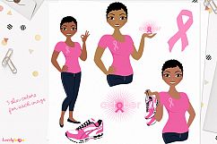 Woman breast cancer character clip art (L282 Viola) Product Image 1
