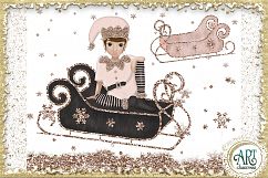 Christmas Snow Queen in Rose Gold Glitter and Pink 21 PNG Product Image 6