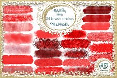 Scarlet Red Splotches Brush Strokes Clipart crimson Glitter  24 PNG - transparent background images Product Image 1