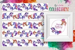 Colorful unicorn horse PNG watercolor set Product Image 7