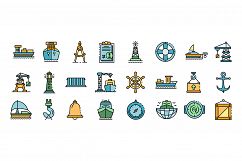 Marine port icons set vector flat Product Image 1