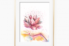 Be Zen Lotus Watercolor Art Product Image 5
