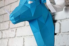 Diy Paper Sculpture - Ram Head, Paper Trophy, Animal Trophy, Loft Decor, Wall Decor, 3D papercraft model, animal head, lowpoly paper, DIY Product Image 6