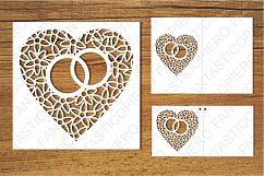 Heart with wedding rings SVG files for Silhouette Cameo and Cricut. Wedding invitation svg cutting, Wedding card svg template and clipart. Product Image 2