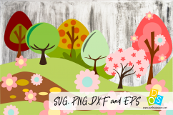 Tree Landscape SVG, PNG, DVF and EPS Product Image 1