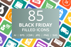 85 Black Friday Filled Round Corner Icons Product Image 1