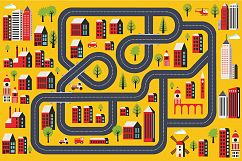 Urban landscape in the style of a flat city, city buildings. Product Image 1