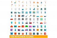 100 kitchen icons set, cartoon style Product Image 1