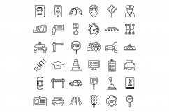 Auto driving school icons set, outline style Product Image 1