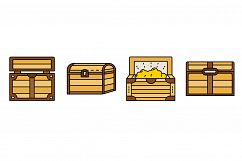 Dower chest icons set line color vector Product Image 1