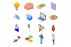 Idea icons set, isometric style Product Image 1