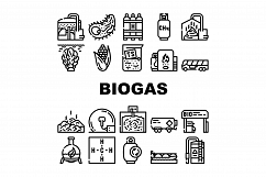 Biogas Energy Fuel Collection Icons Set Vector Product Image 1