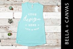 Teal Bella Canvas 8803 Tank Muscle Vest Top Mockup Flat Lay Product Image 1