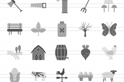 100 Farm &amp; Gardening Flat Greyscale Icons Product Image 2