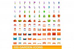 100 garden icons set, cartoon style Product Image 1