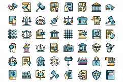 Justice icons set vector flat Product Image 1