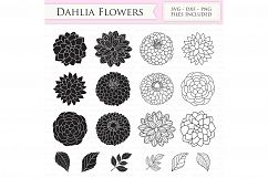 Dahlia Flowers SVG Files - Peony Flowers Outline,  Floral svg cutting files for Cricut and Silhouette - SVG, dxf, png included Product Image 2