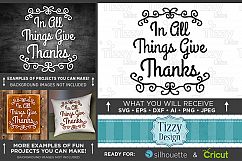In All Things Give Thanks Svg File - Thanksgiving Svg - 6011 Product Image 1