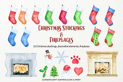 Christmas Stockings and Fireplaces Clipart Product Image 4