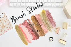 Pink gold glitter. Brush Strokes Clip Art . Pink gold collection. Watercolor clipart. Digital Design Resource. Branding. Product Image 2