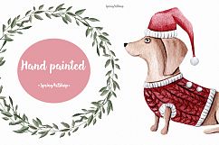 Cute Christmas dogs winter watercolor clipart Product Image 2
