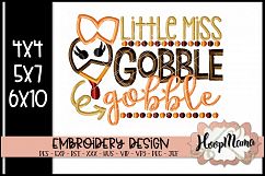 Little Miss Gobble Gobble - Thanksgiving Embroi Product Image 1