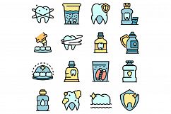 Tooth rinse icons set vector flat Product Image 1