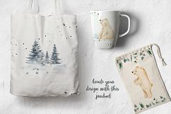 Funny Winter Bears Christmas tree and mountain clipart Product Image 8
